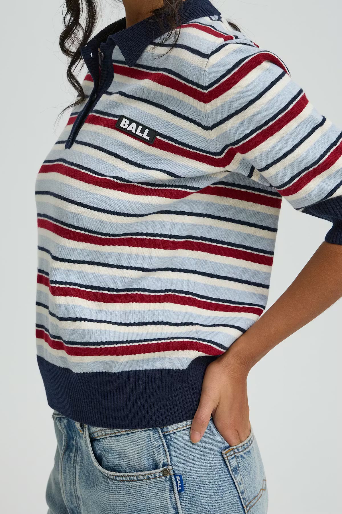 BAMARIETTA KNIT POLO, CELESTIAL BLUE