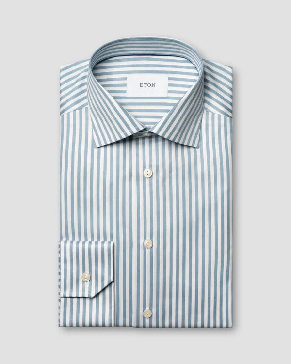 BENGAL STRIPED SIGNATURE TWILL SHIRT, MID BLUE