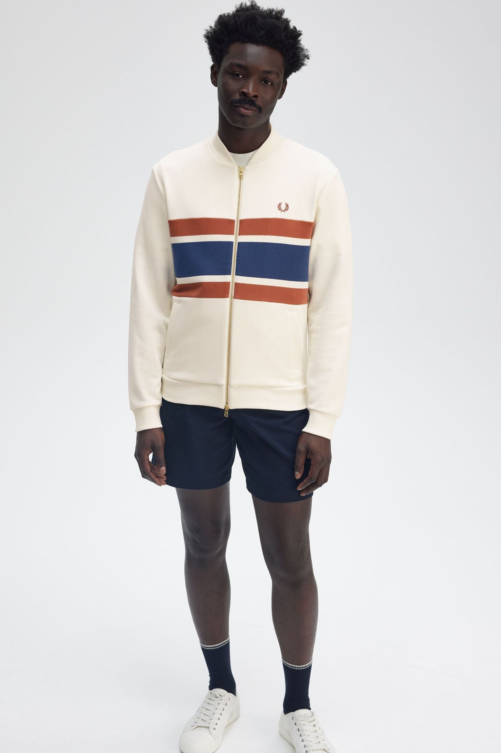 Panelled Zip Sweatshirt, Light Ecru