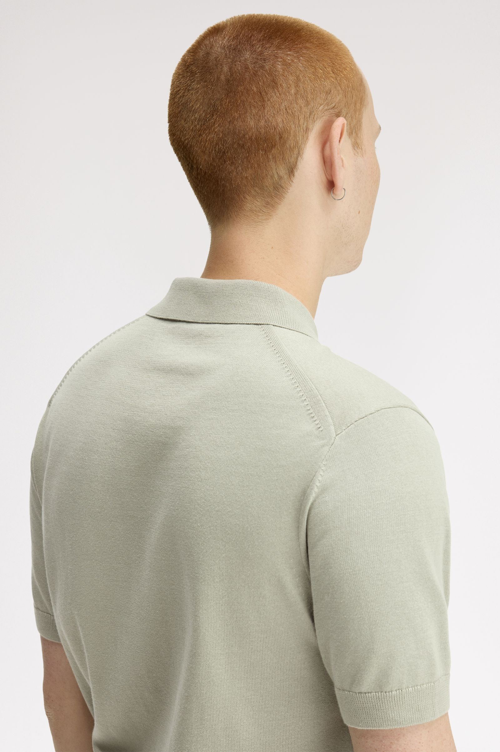 COTTON KNITTED POLO, SEAGRASS