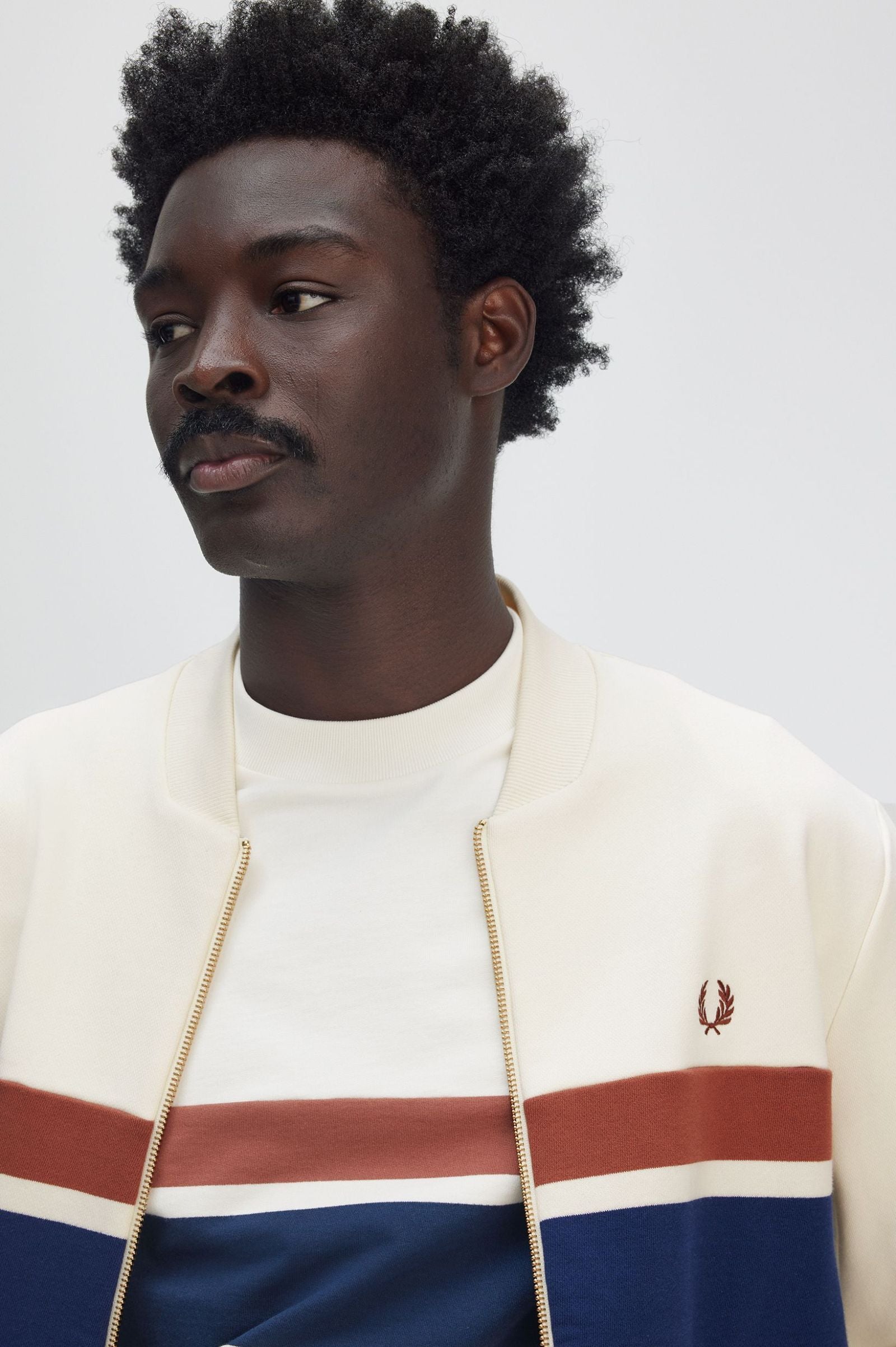 Panelled Zip Sweatshirt, Light Ecru