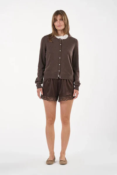 VICTORIA CARDIGAN, MOCHA BROWN