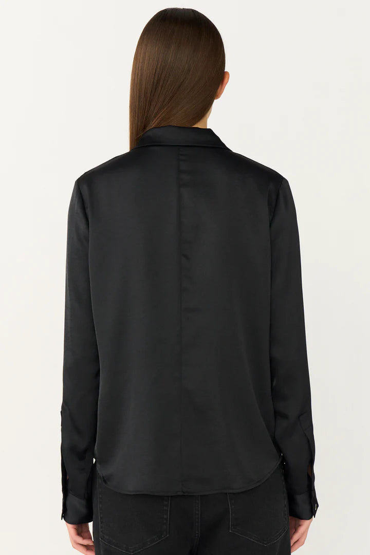 PD-Iris Satin Shirt, Black