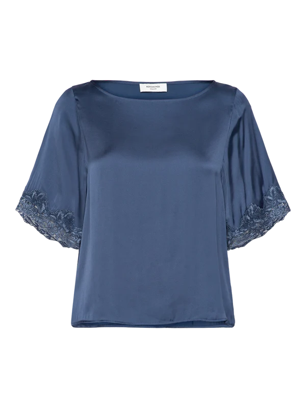SATINA SS LACE BOATNECK BLOUSE, ENSIGN BLUE
