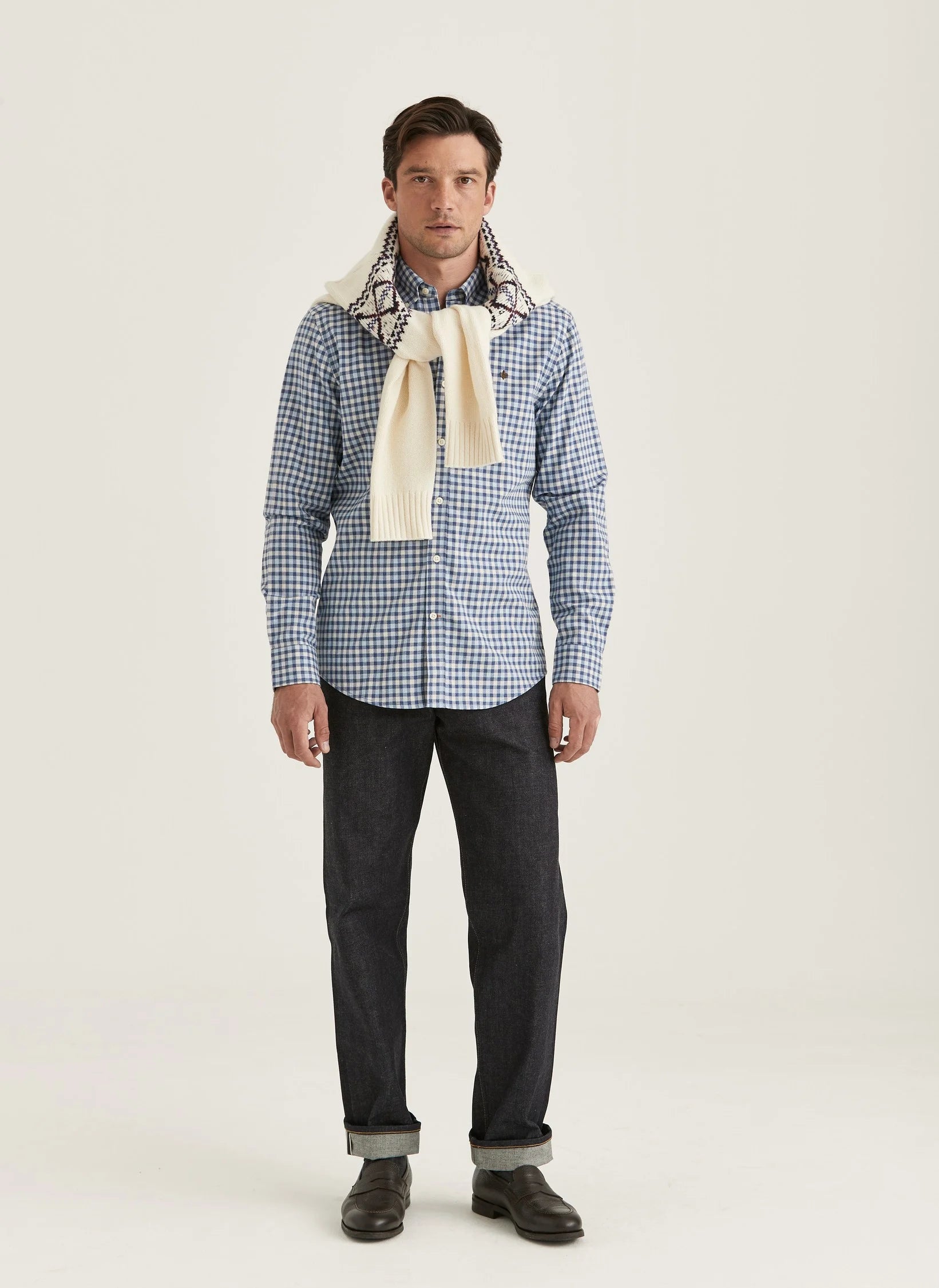 Watts Flannel Check Shirt, Slim fit, Blue