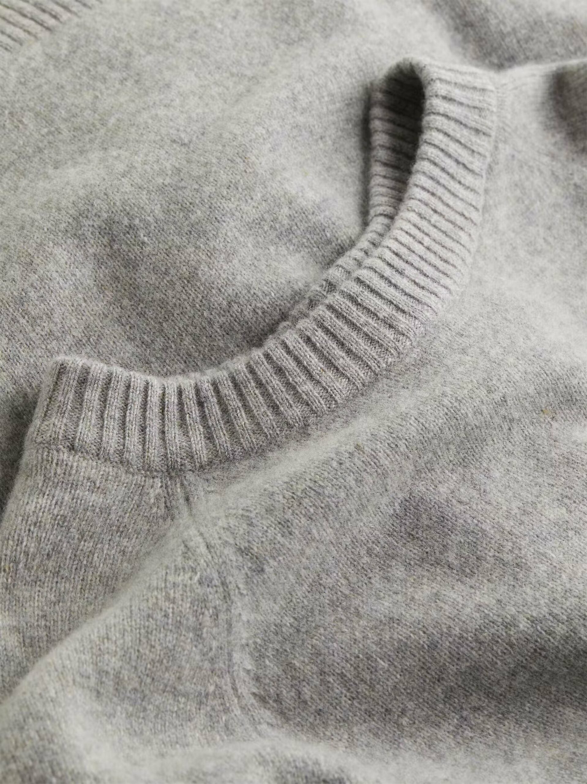 Luxury Wool CN Sweater, Mid Grey Heather