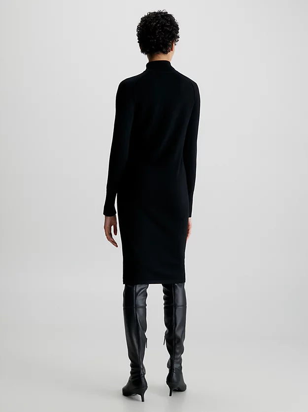 Extra Fine Wool High-NK Dress (black)