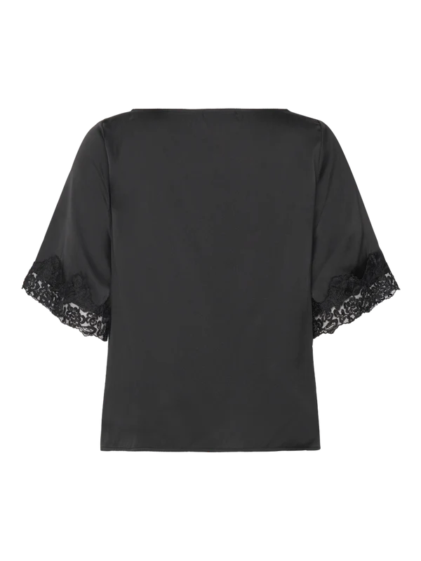 SATINA SS LACE BOATNECK BLOUSE, BLACK