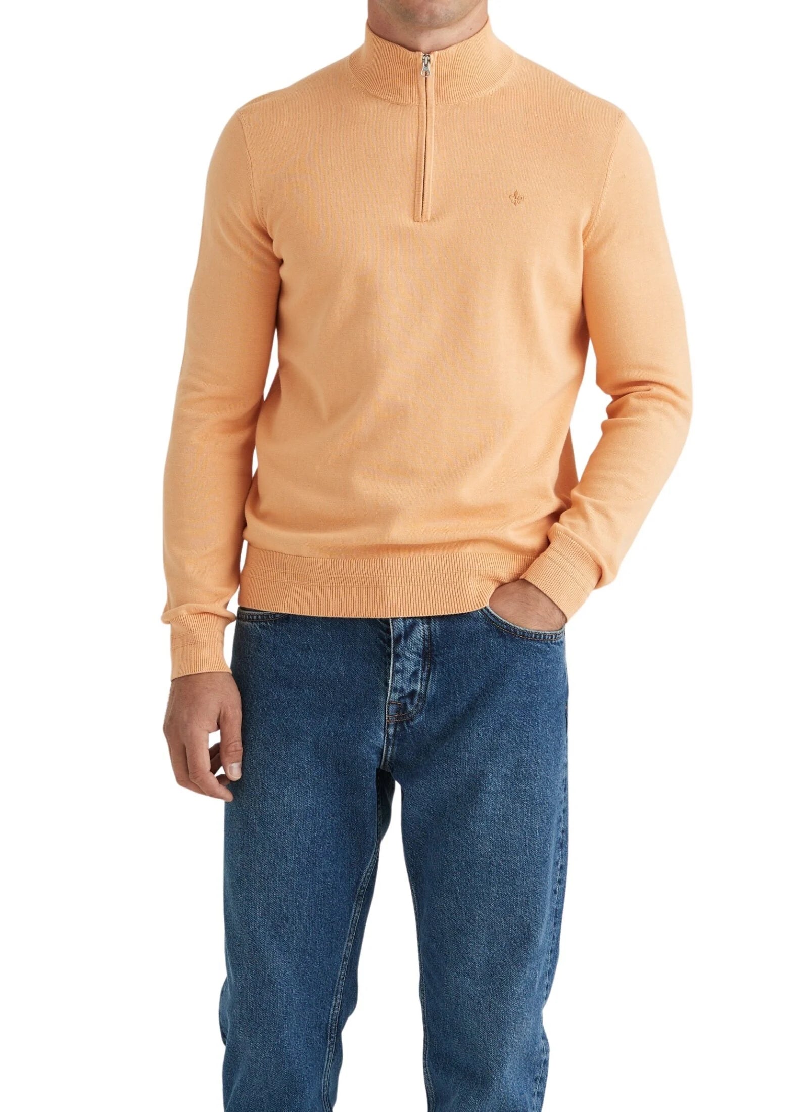 RILEY HALF ZIP KNIT, ORANGE