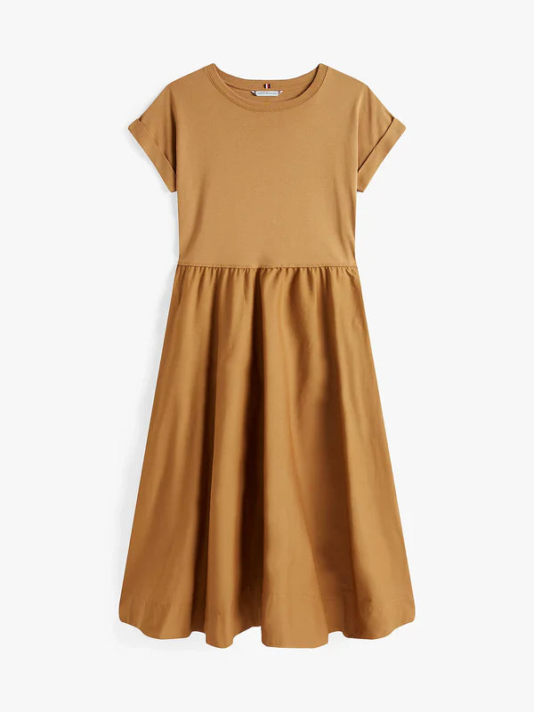 MODERN CODY MIDI MIX DRESS, HICKORY