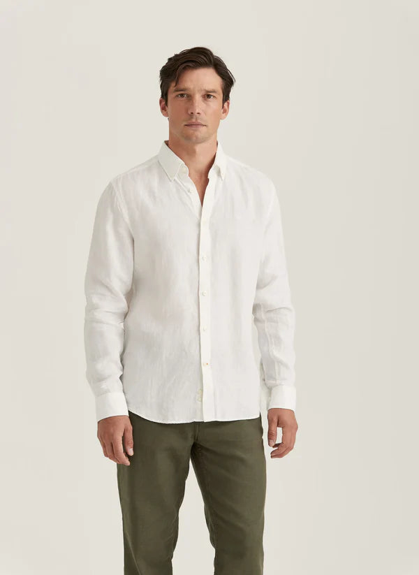 DOUGLAS LINEN SHIRT, CLASSIC, WHITE