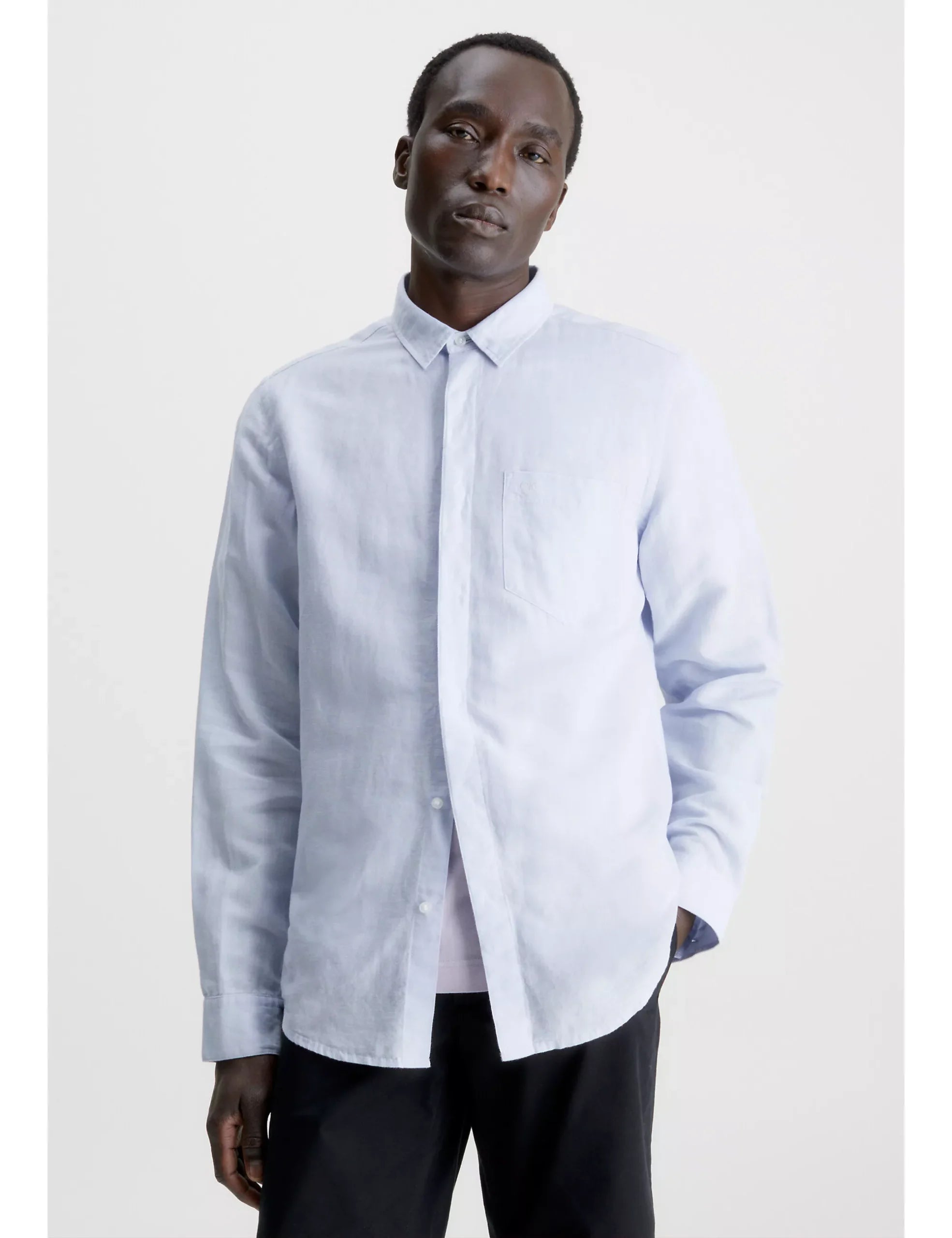 Linen Cotton Regular Shirt, Light Blue