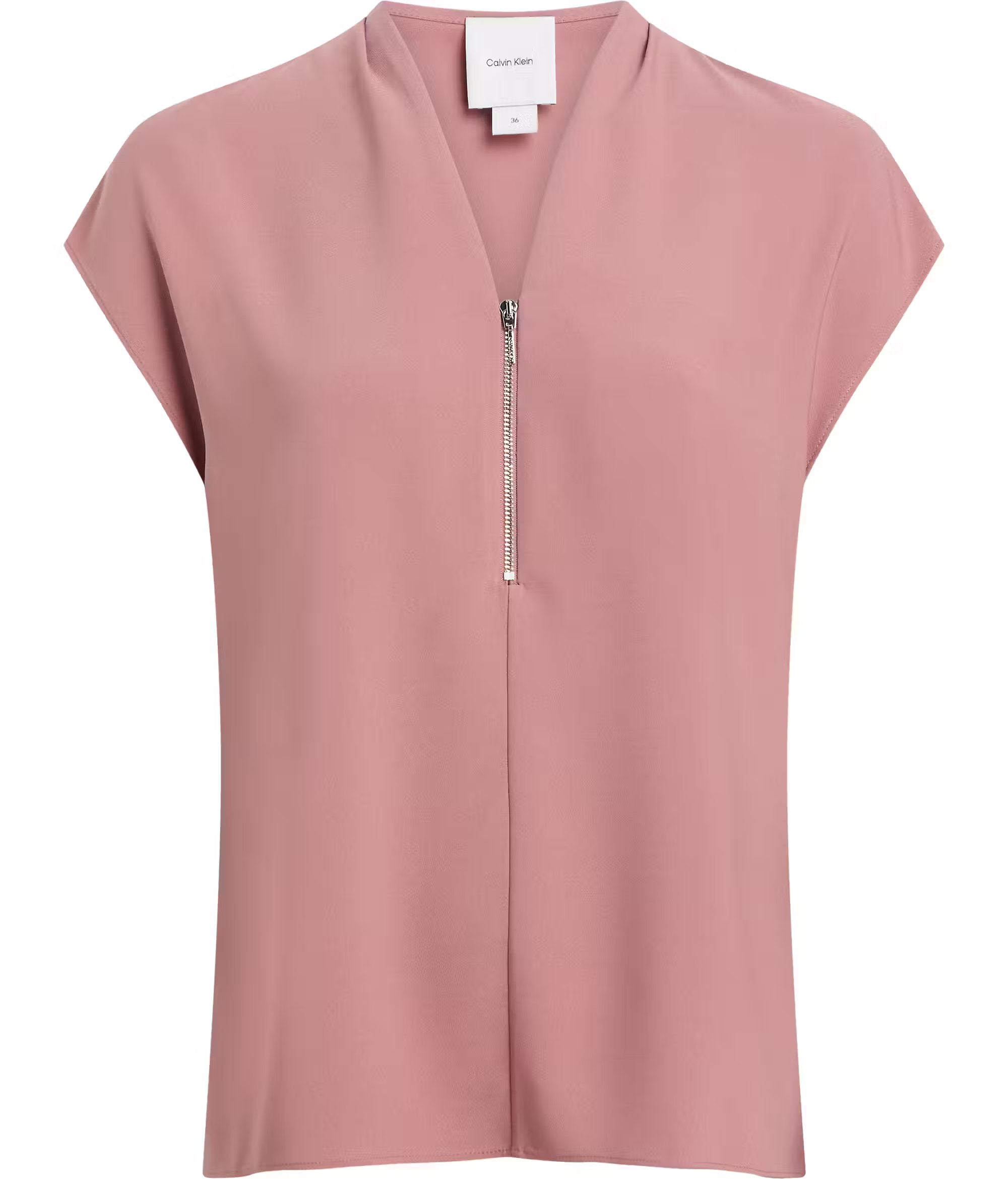 Heavy Georgette SS Zip Blouse, Light Mahogany