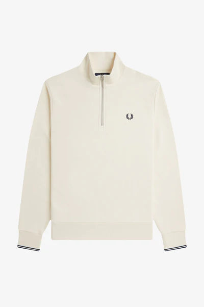 HALF ZIP SWEATSHIRT, ECRU