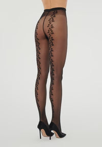 FLORAL TIGHTS, BLACK/BLACK