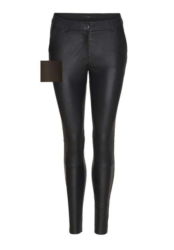 LEATHER PANTS W/POCKETS, DARK GREY