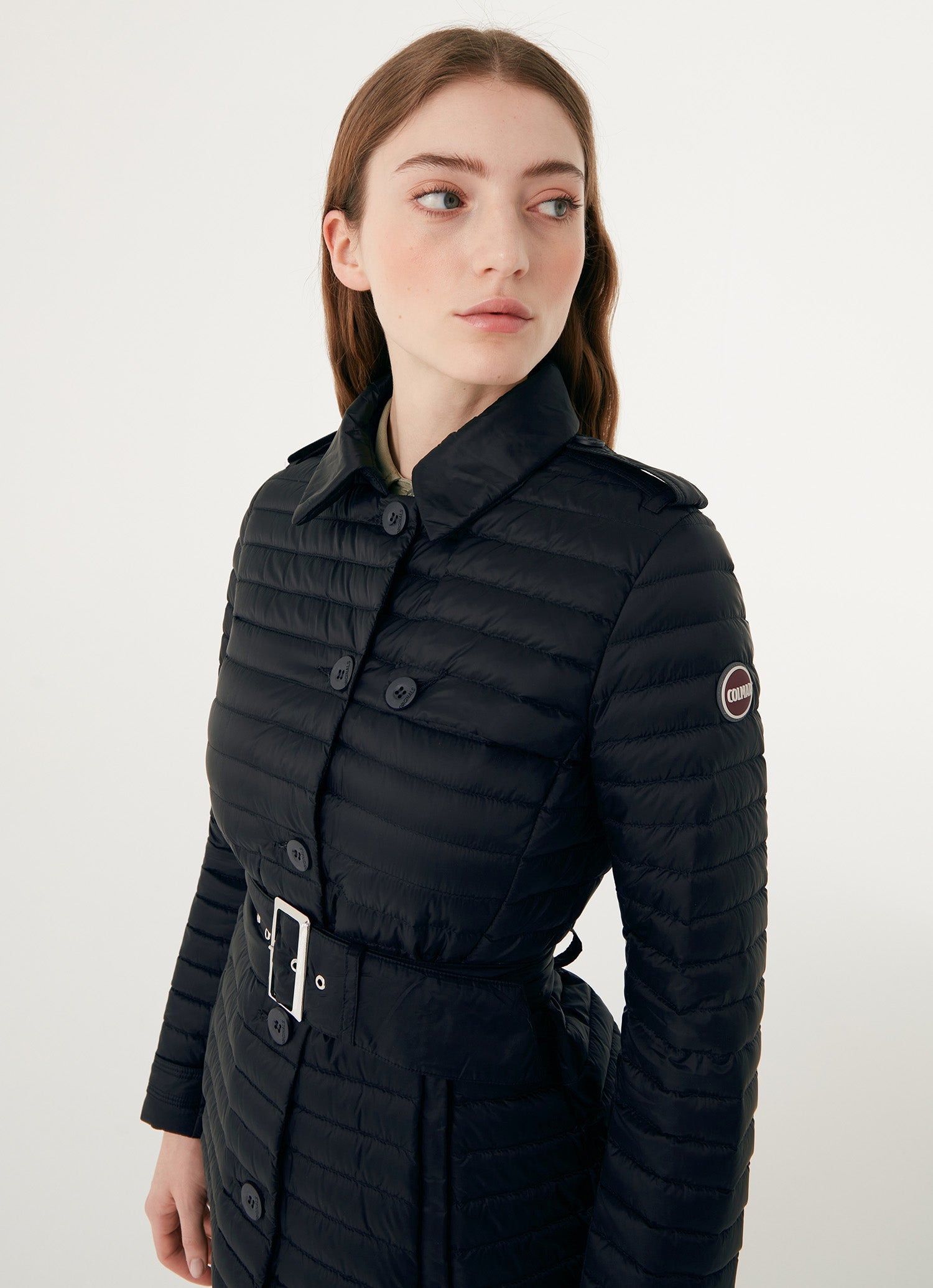 Ladies down jacket w/belt, navy