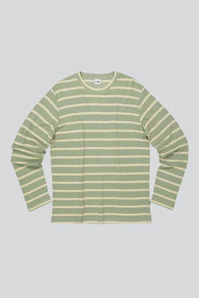 CLIVE 3323 LS T-SHIRT, GREEN STRIPE