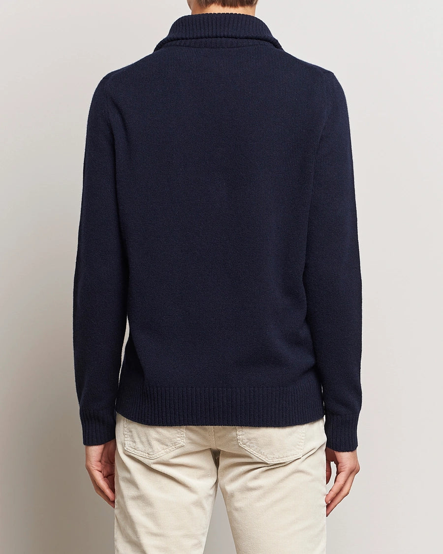 NEWTON HALF ZIP CARDIGAN, NAVY