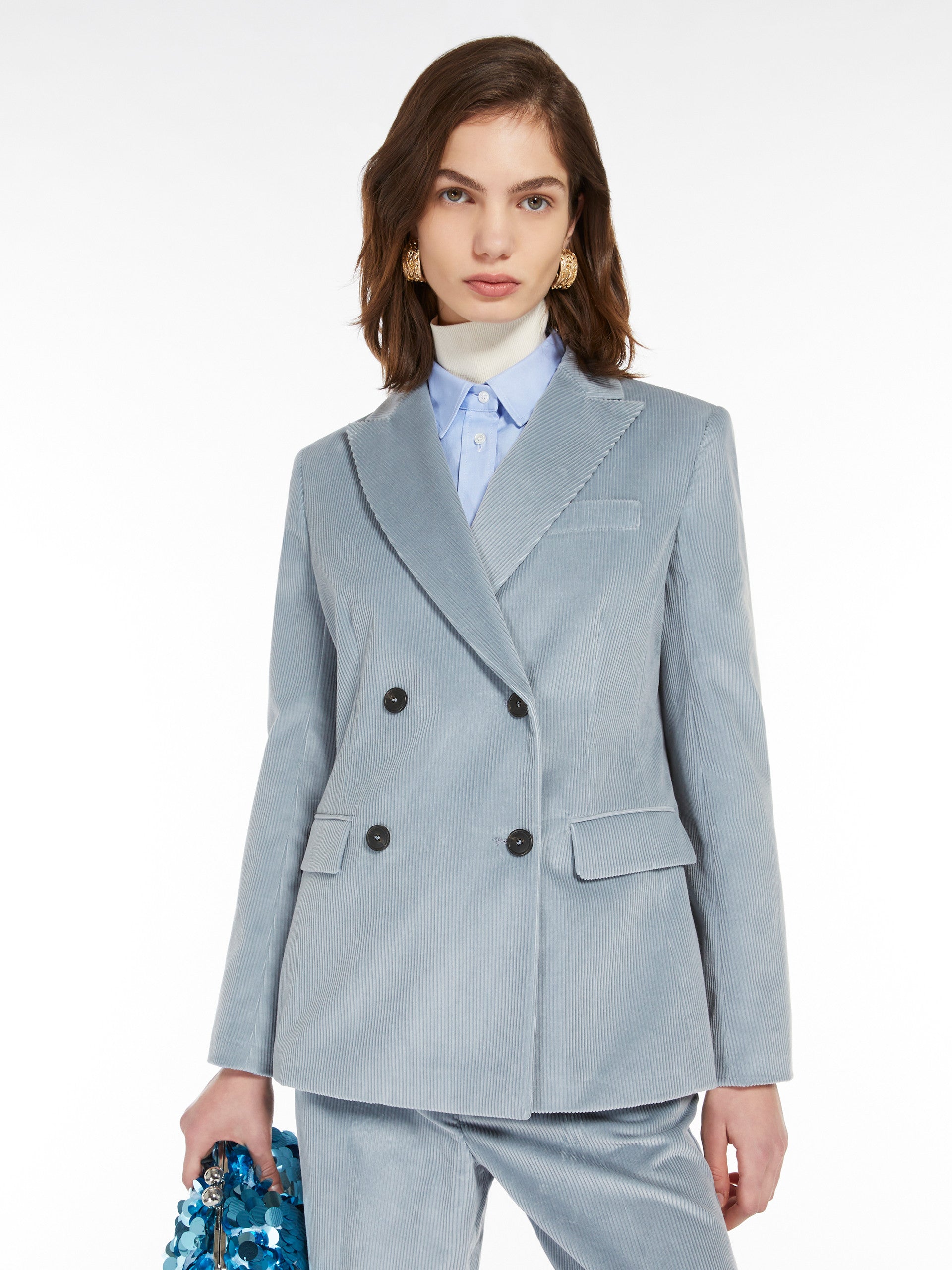 Katanga Velvet Blazer, Light Blue