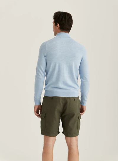 MERINO JOHN ZIP KNIT, LIGHT BLUE