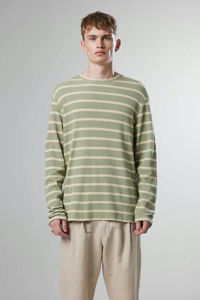 CLIVE 3323 LS T-SHIRT, GREEN STRIPE