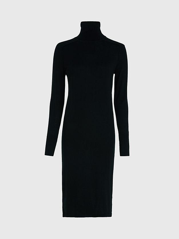 Extra Fine Wool High-NK Dress (black)