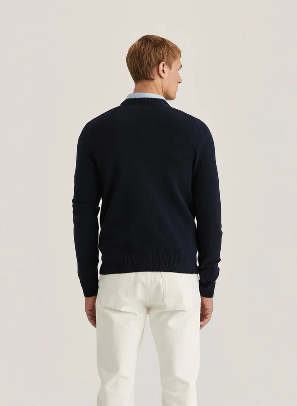 NEWTON V-NK SWEATER, NAVY