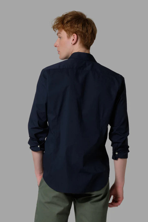 MAN POPLIN STRETCH SHIRT, NAVY