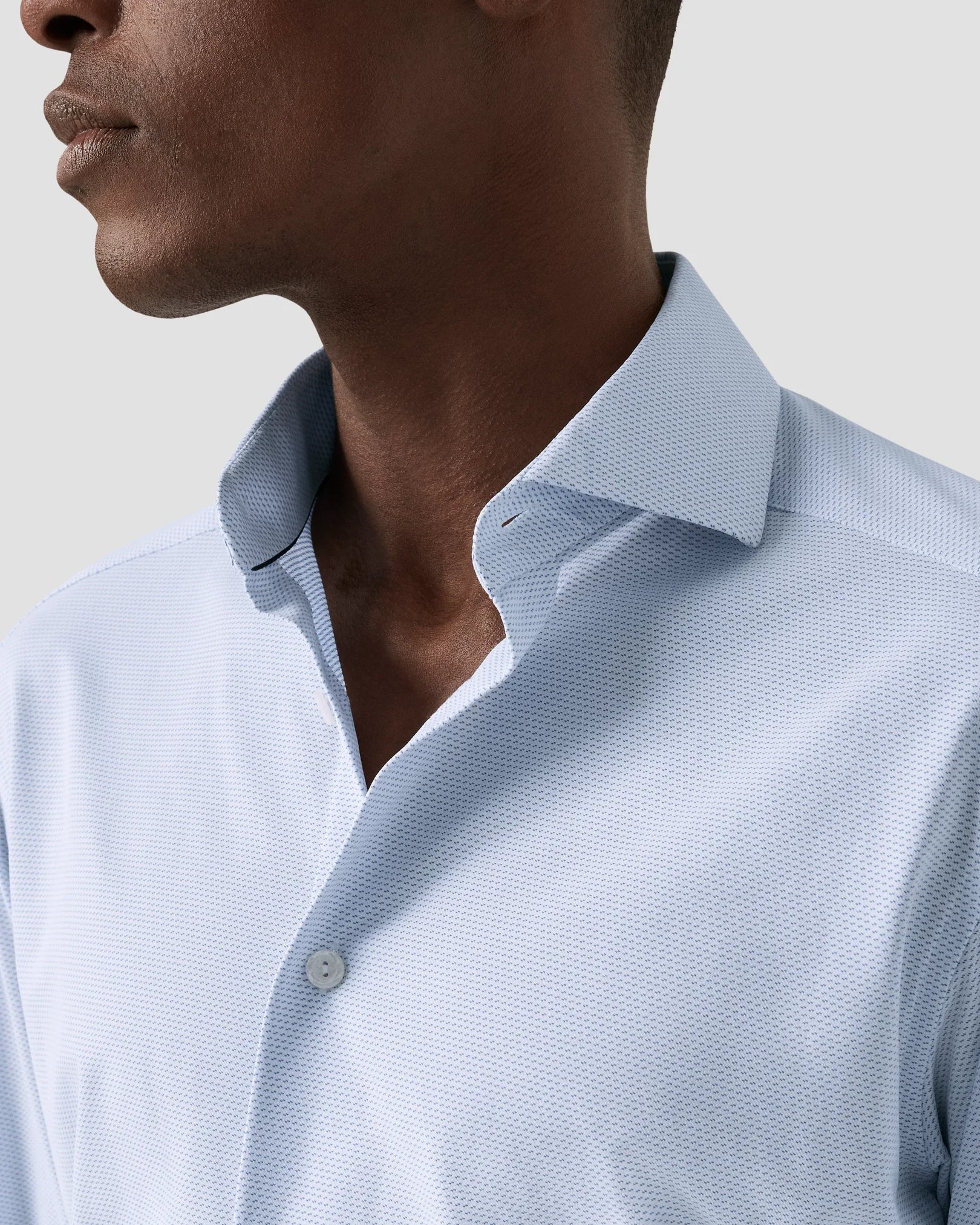 Semi Solid Four-Way Stretch Shirt, Slim, Light Blue