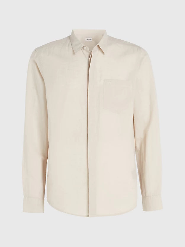 Linen Cotton Regular shirt, Stony Beige