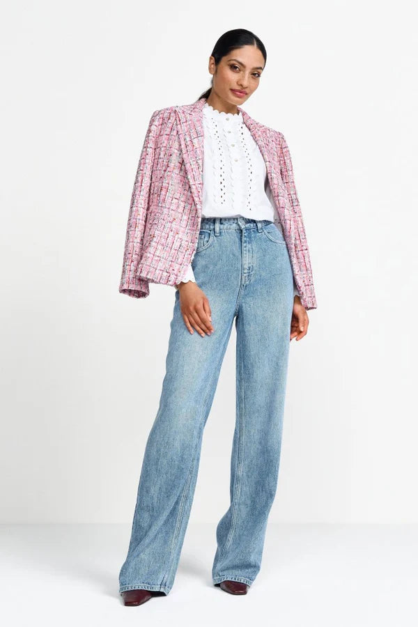 Wide Leg Blue Lyocell Denim, Denim Blue