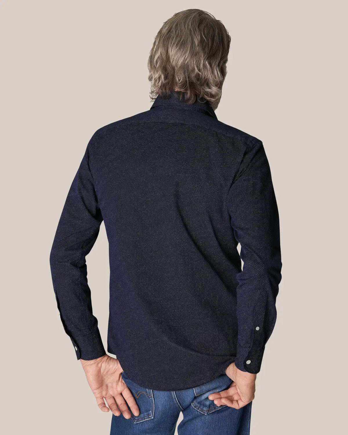 Recycled Cotton Denim Shirt, slim, navy