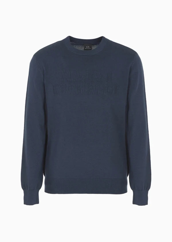 MAN KNITTED PULLIVER, NAVY BLAZEo