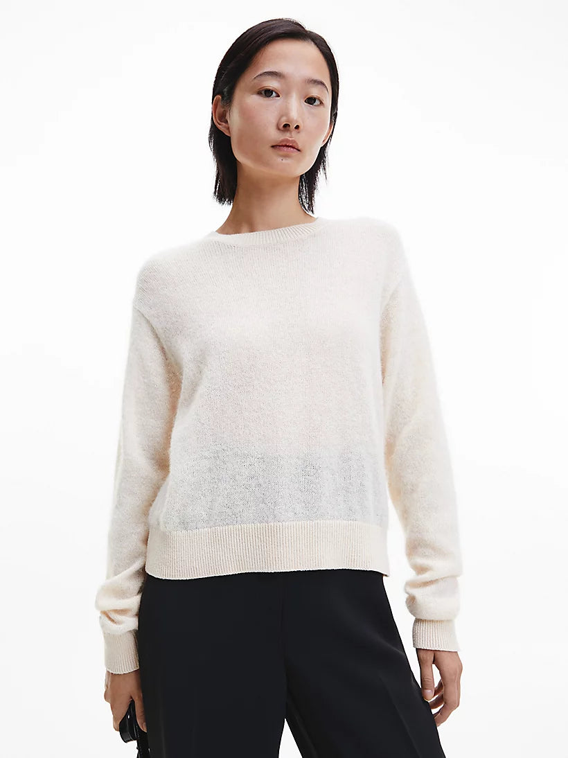 Alpaca crew neck sweater, tuscan beige