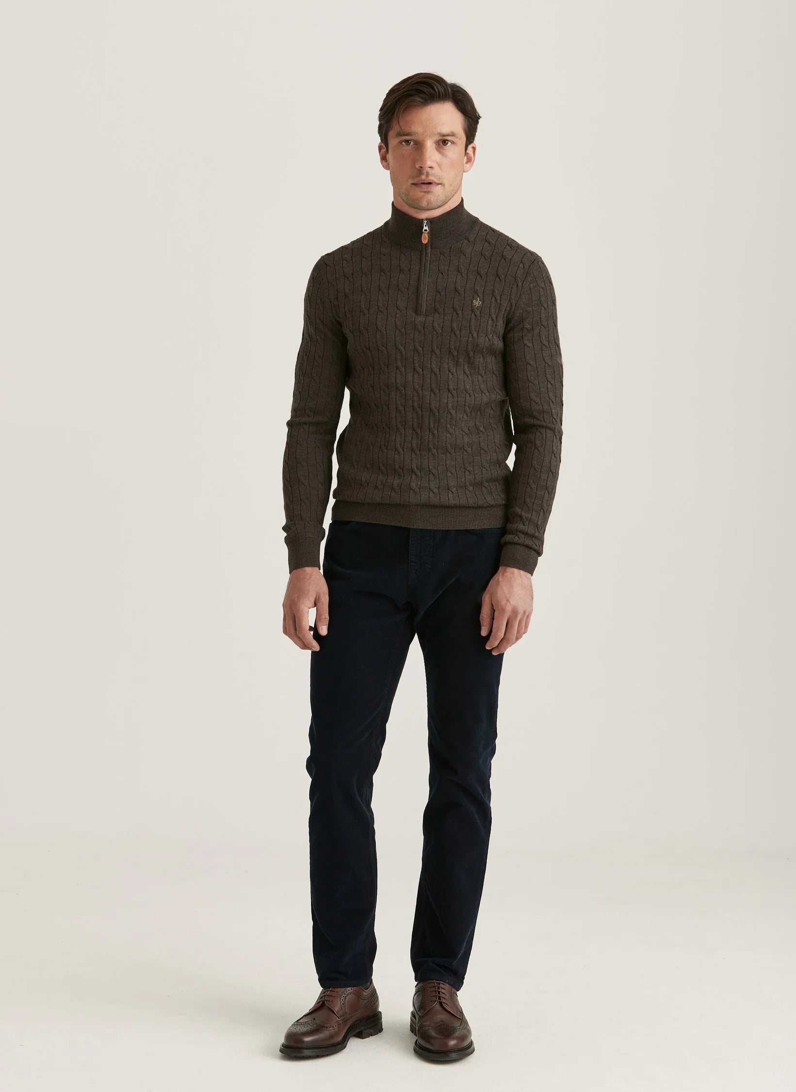 Merino Cable John Zip, Brown