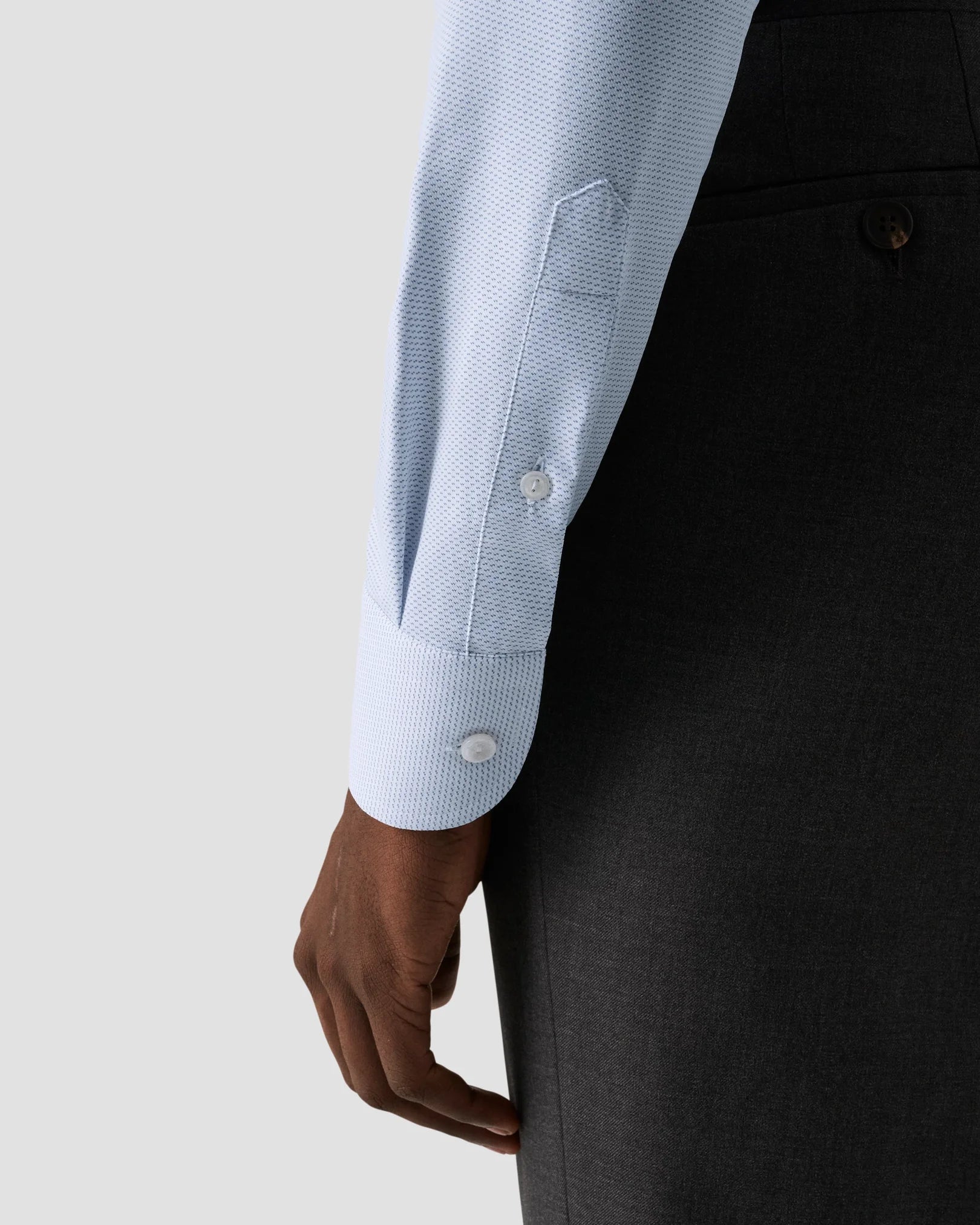 Semi Solid Four-Way Stretch Shirt, Slim, Light Blue