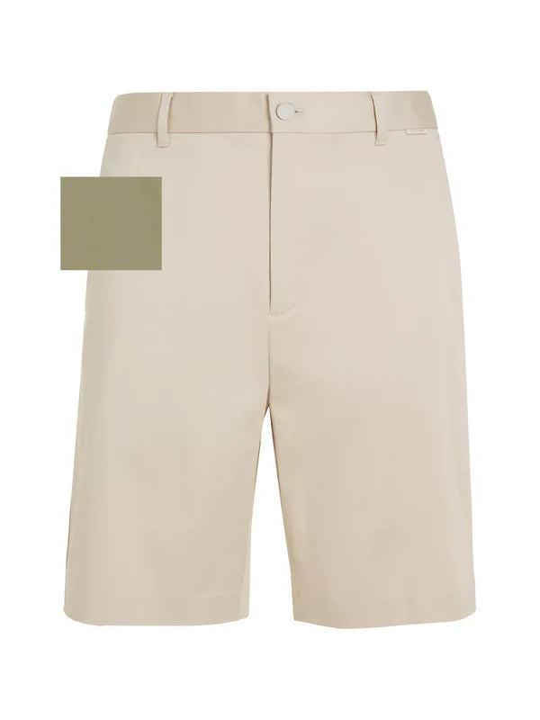 SATEEN STRETCH REGULAR STRAIGHT SHORTS, DELTA GREEN