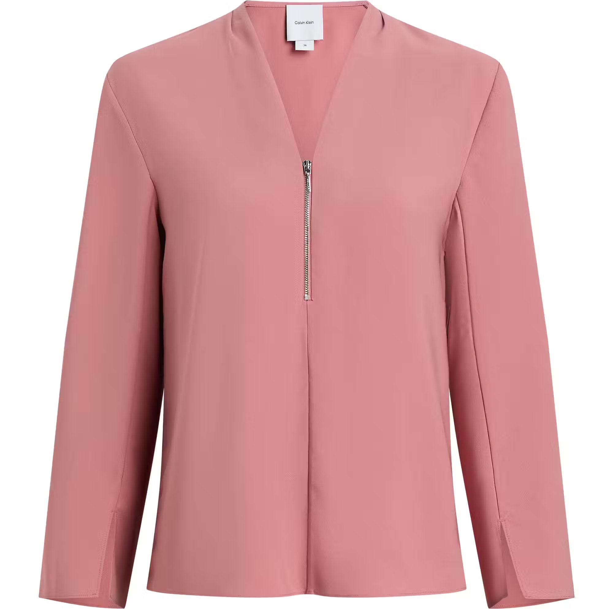 Heavy Georgette LS Zip Blouse, Light Mahogany