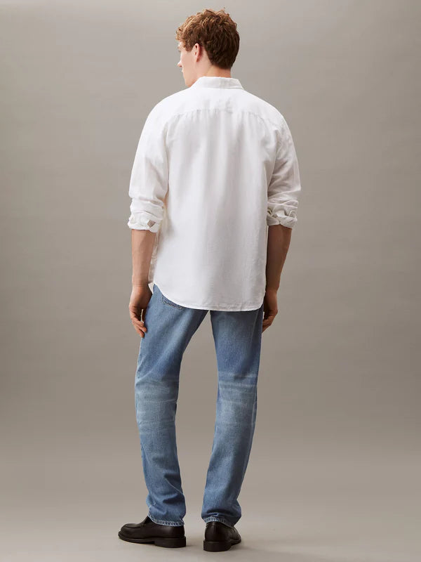 LINEN COTTON REGULAR S/S SHIRT, BRLLIANT WHITE