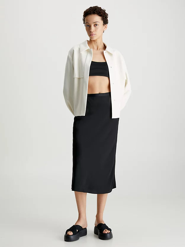 Recycled CDC Bias Cut Midi Skirt (black)