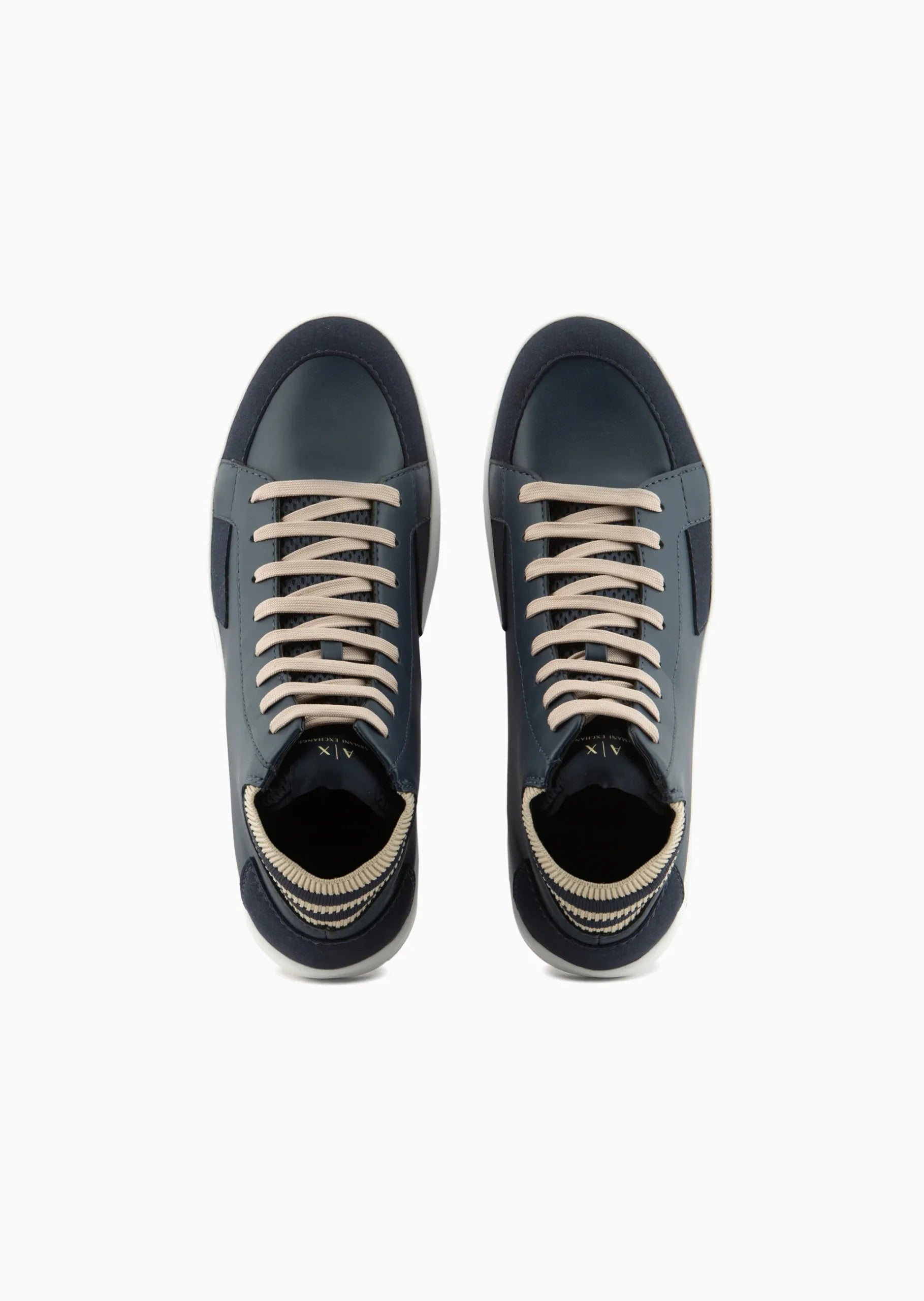 Faux Leather High Top Sneaker (Navy/Cream)