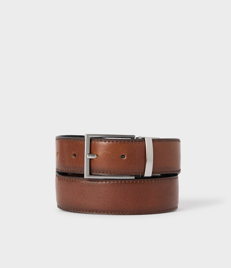 VALTER LEATHER BELT, BLACK/BROWN