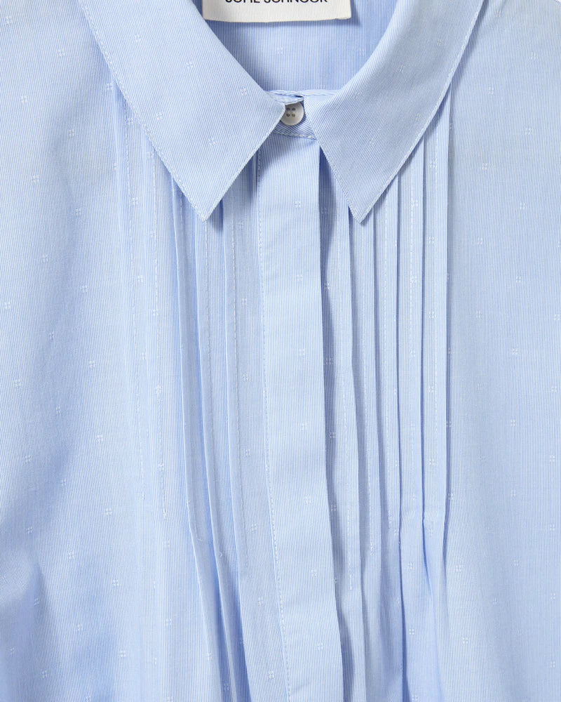 PENELOPA PLEATED SHIRT DRESS, LIGHT BLUE