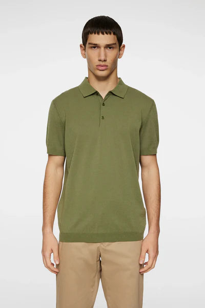RIDGE KNITTED POLO, OLIVINE