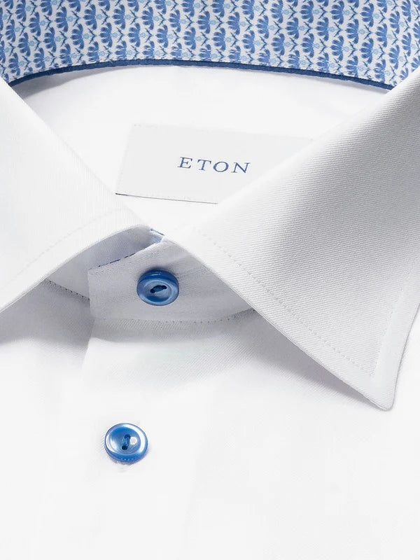 FLORAL EFFECT SIGNATURE TWILL SHIRT, SLIM, WHITE