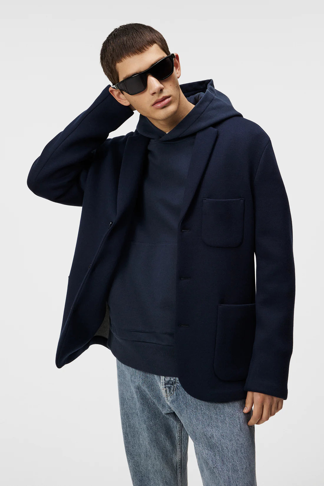 Carlton Bonded Cardigan Blazer, Navy