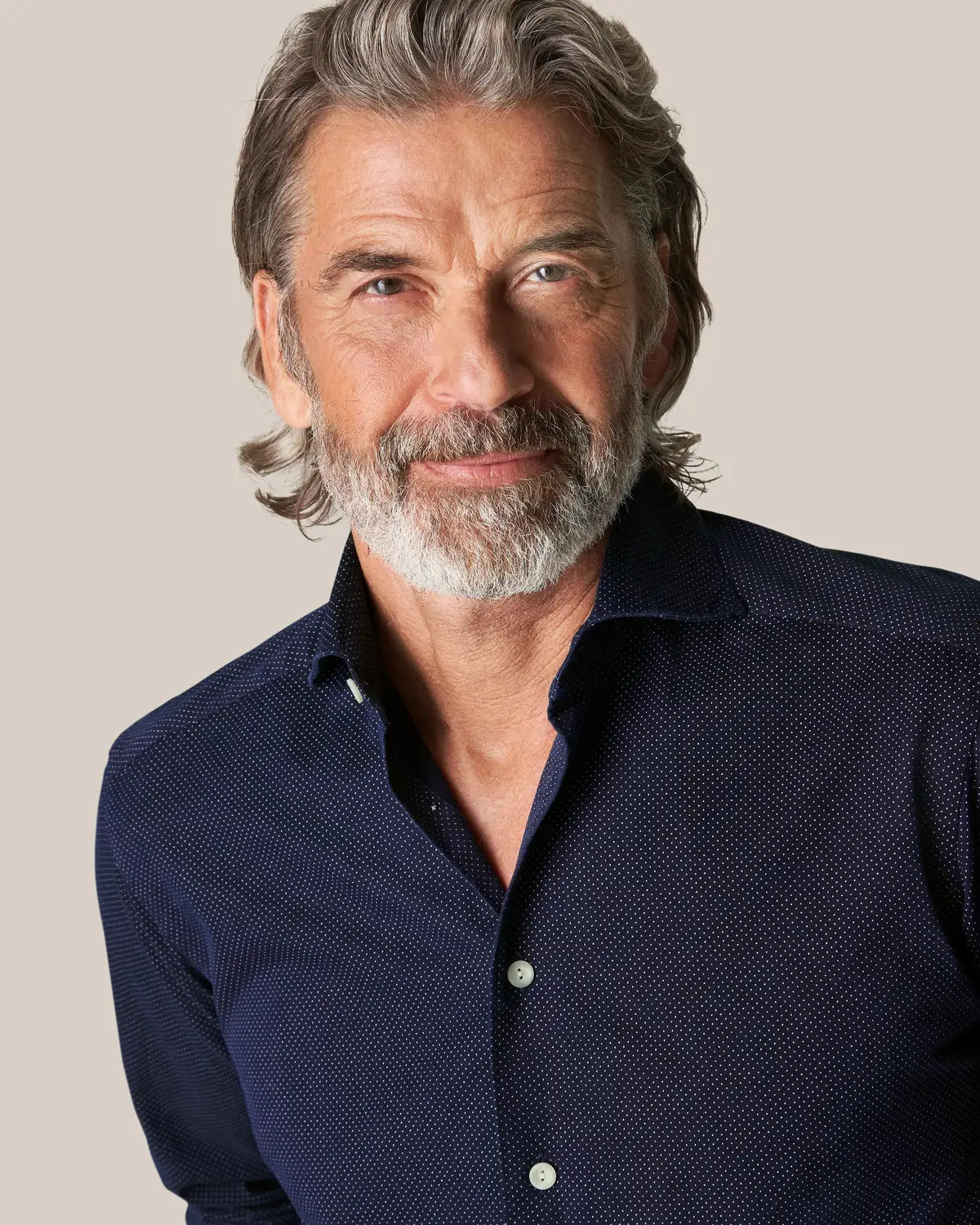 Recycled Cotton Denim Shirt, slim, navy