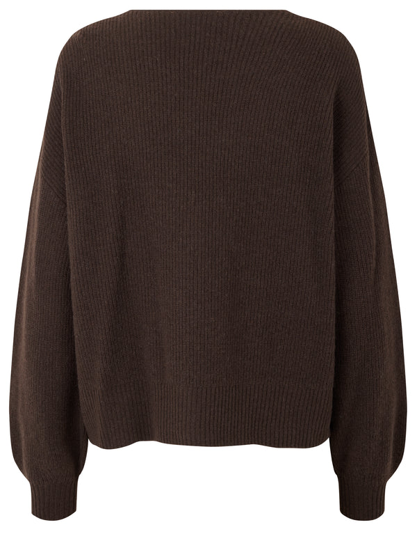 WOOL & CASHMERE CARDIGAN, BLACK BROWN