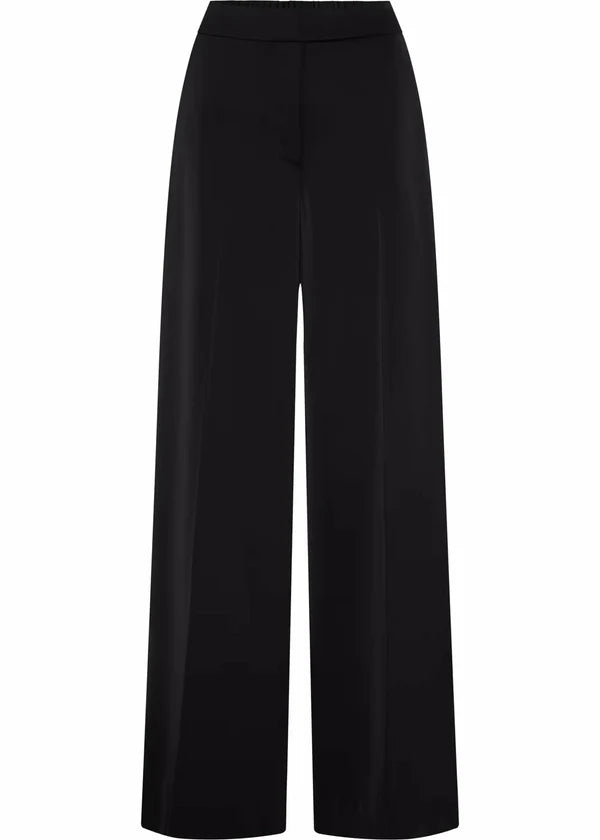 TECH SATIN STRAIGHT LEG PANTS, BLACK